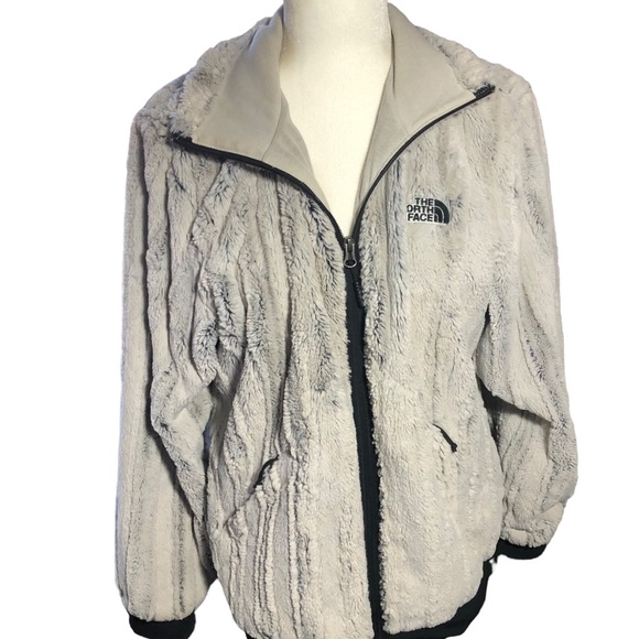 The North Face size  faux fur jacket/ grayish silver color~women’s sz L - Picture 9 of 11